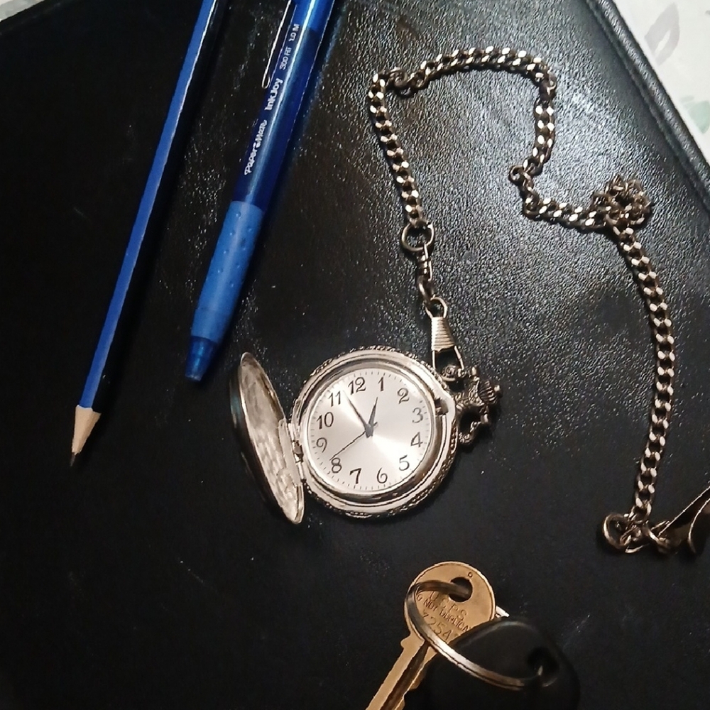 Silver Pocket Watch with Chain